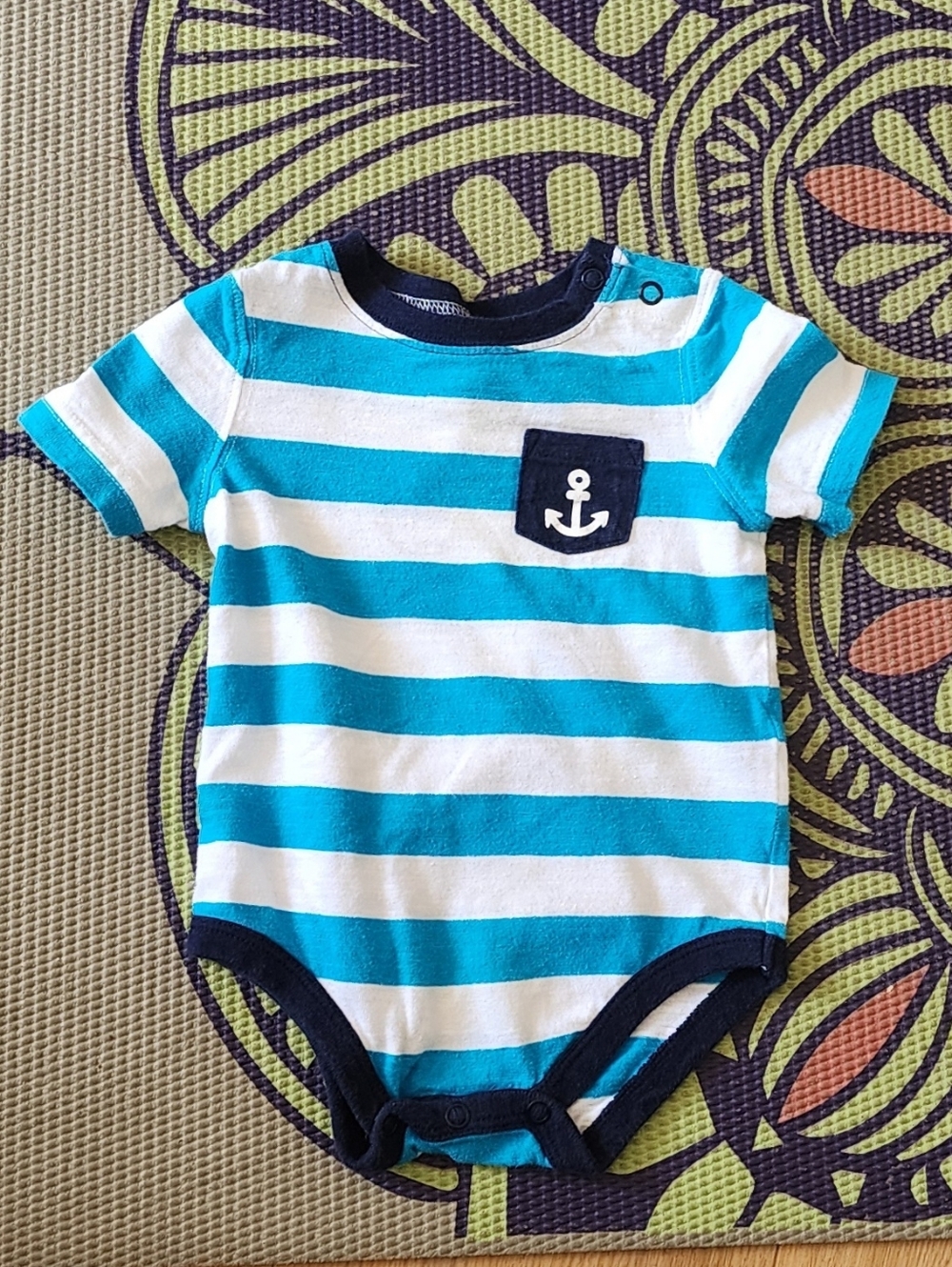 Jumping Beans Blue & White Striped Baby Onesie